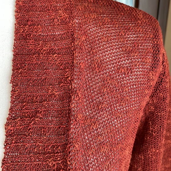 Eileen Fisher Burnt Rust Open Front Cardigan XS - Picture 3 of 11